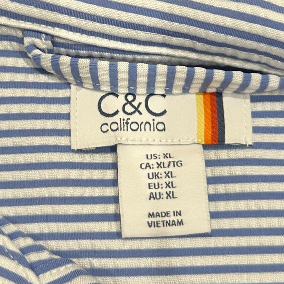 Men's Striped Short Sleeve Button-Up - Picture 2 of 2